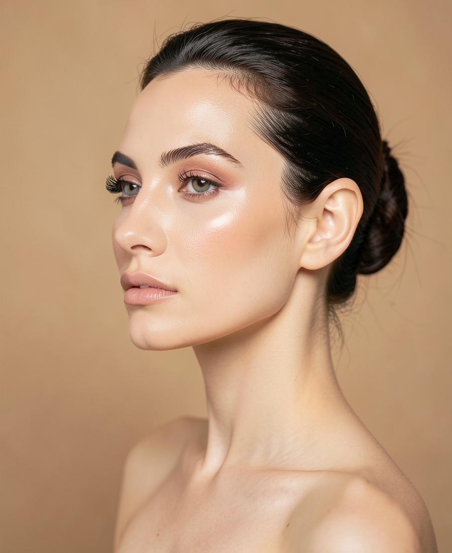 Perfil com contorno facial harmônico