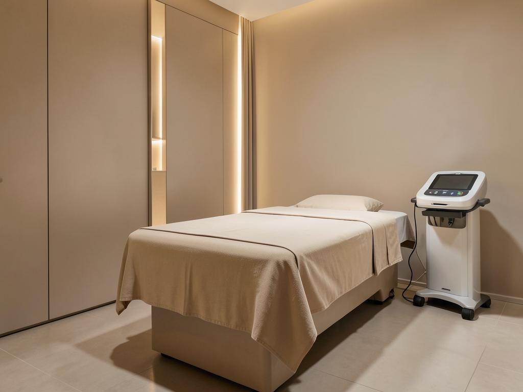 Sala de tratamentos corporais de uma clínica de estética
